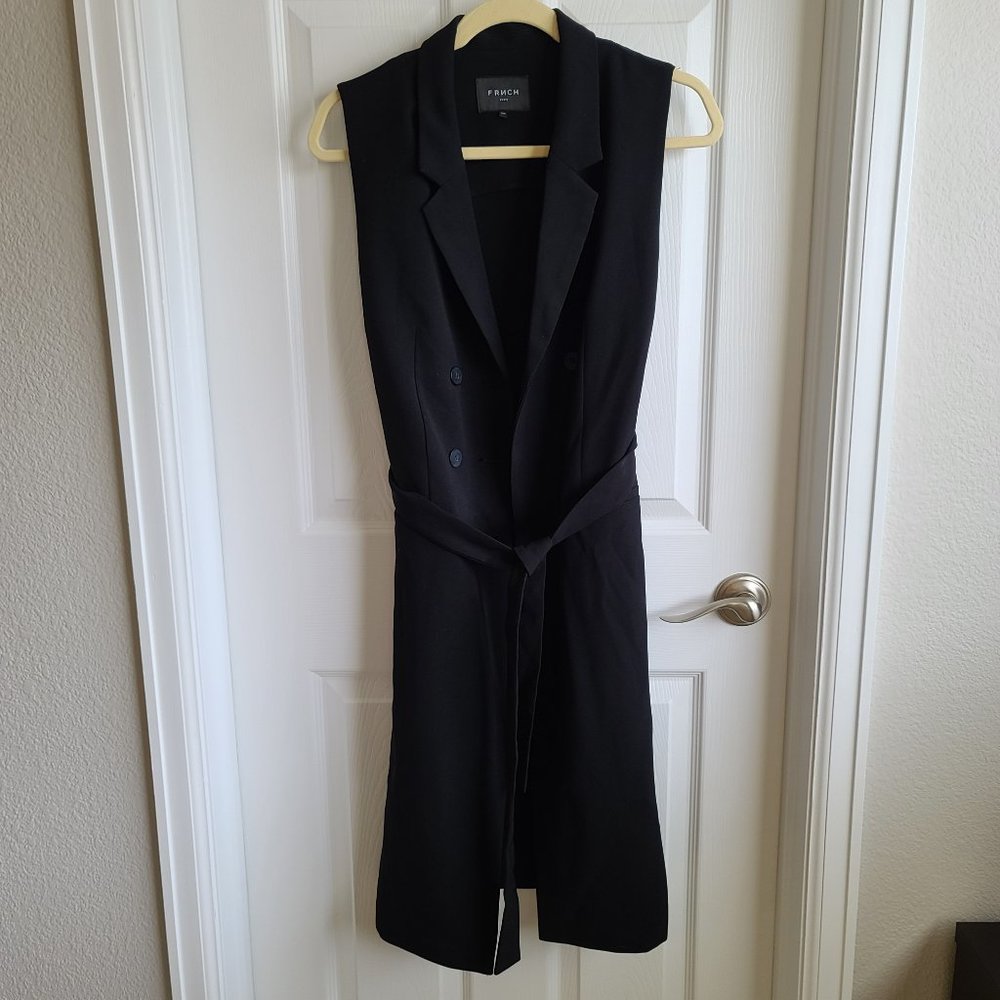 FRNCH Paris Double Breasted Belted Duster Vest